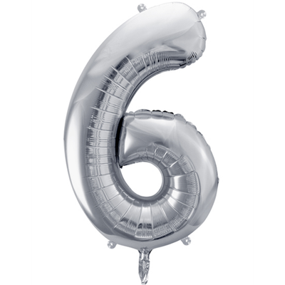 1 Ballon XXL - Zahl 6 - Silber