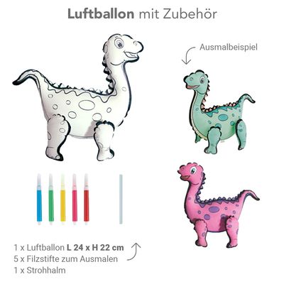 DIY Ausmalballon - Dino - Diplodocus - 5 Ballons