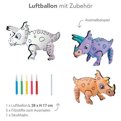 DIY Ausmalballon - Dino - Triceratops - 5 Ballons