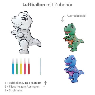 DIY Ausmalballon - Dino - T-Rex - 5 Ballons