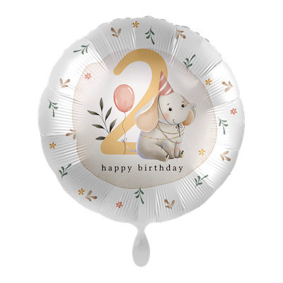 Kindergeburtstag Neutral - Zahl 2 Elefant - ENG