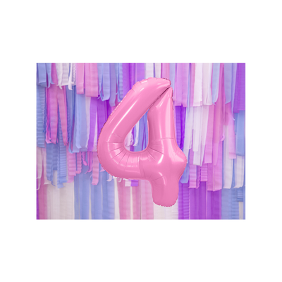 Zahl 4 - Rosa - Ø 86 cm - 5 Ballons