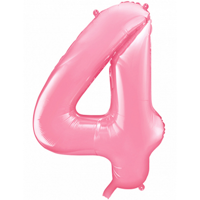 Zahl 4 - Rosa - Ø 86 cm - 5 Ballons