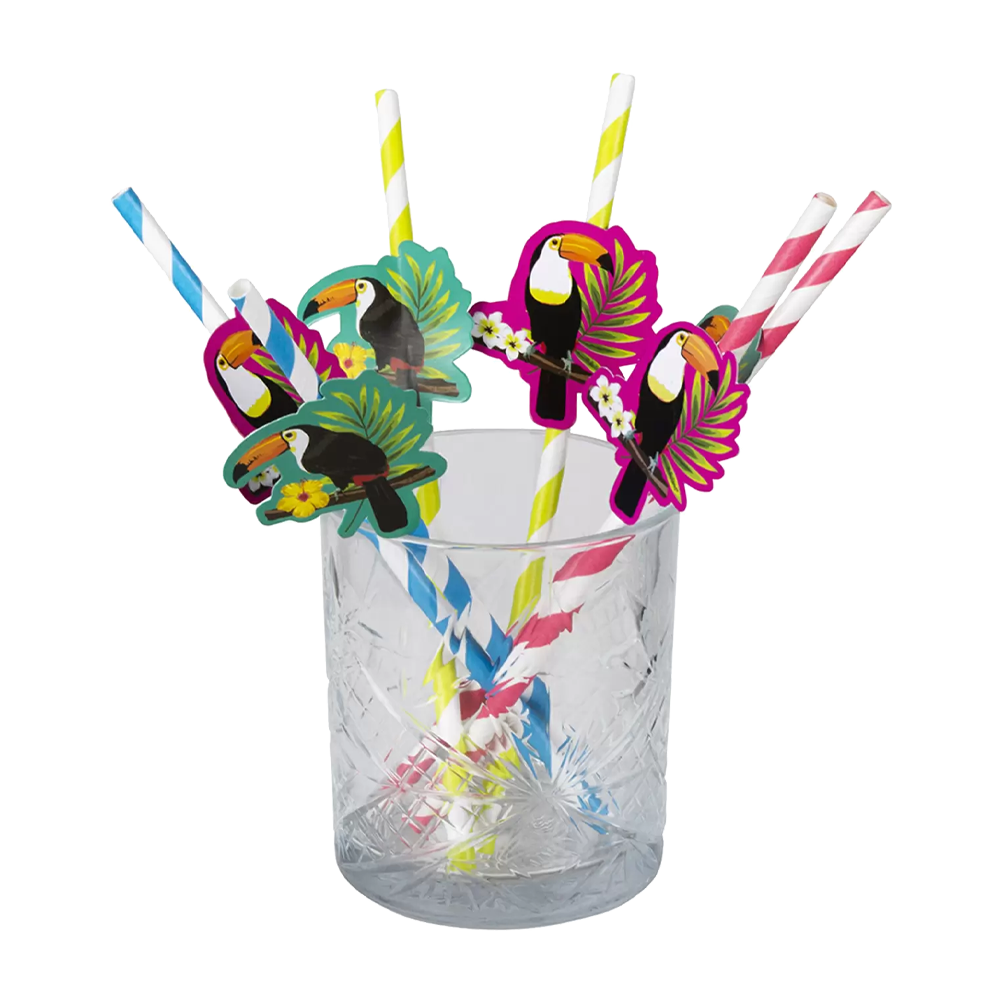 6 Papierhalme Tukan - 20 cm - 5 Stück