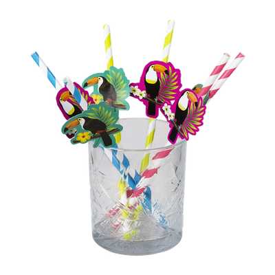 6 Papierhalme Tukan - 20 cm - 5 Stück