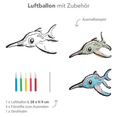 DIY Ausmalballon - Dino - Ichthyosaurier - 5 Ballons