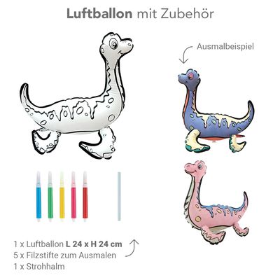 DIY Ausmalballon - Dino - Plesiosaurier - 5 Ballons