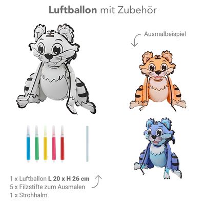 DIY Ausmalballon - Tiger - 5 Ballons