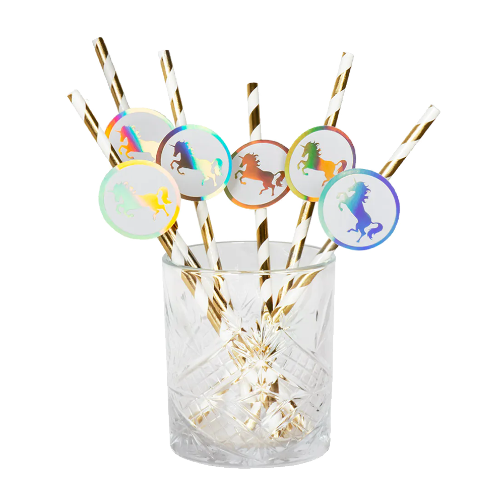 6 Papierhalme Einhorn - 5 Stück