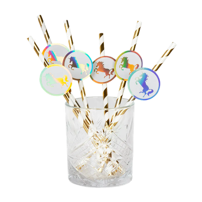6 Papierhalme Einhorn - 5 Stück