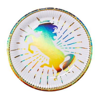 6 Pappteller - Einhorn in Gold - 5 Stück