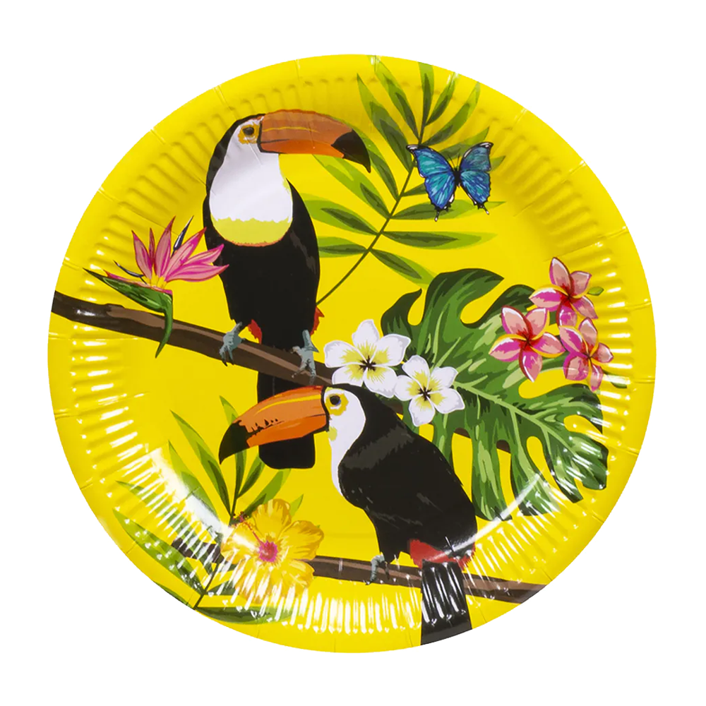 6 Pappteller - Tropischer Tukan - 5 Stück