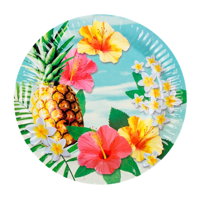 6 Pappteller - Hawaii Paradies - 4 Stück