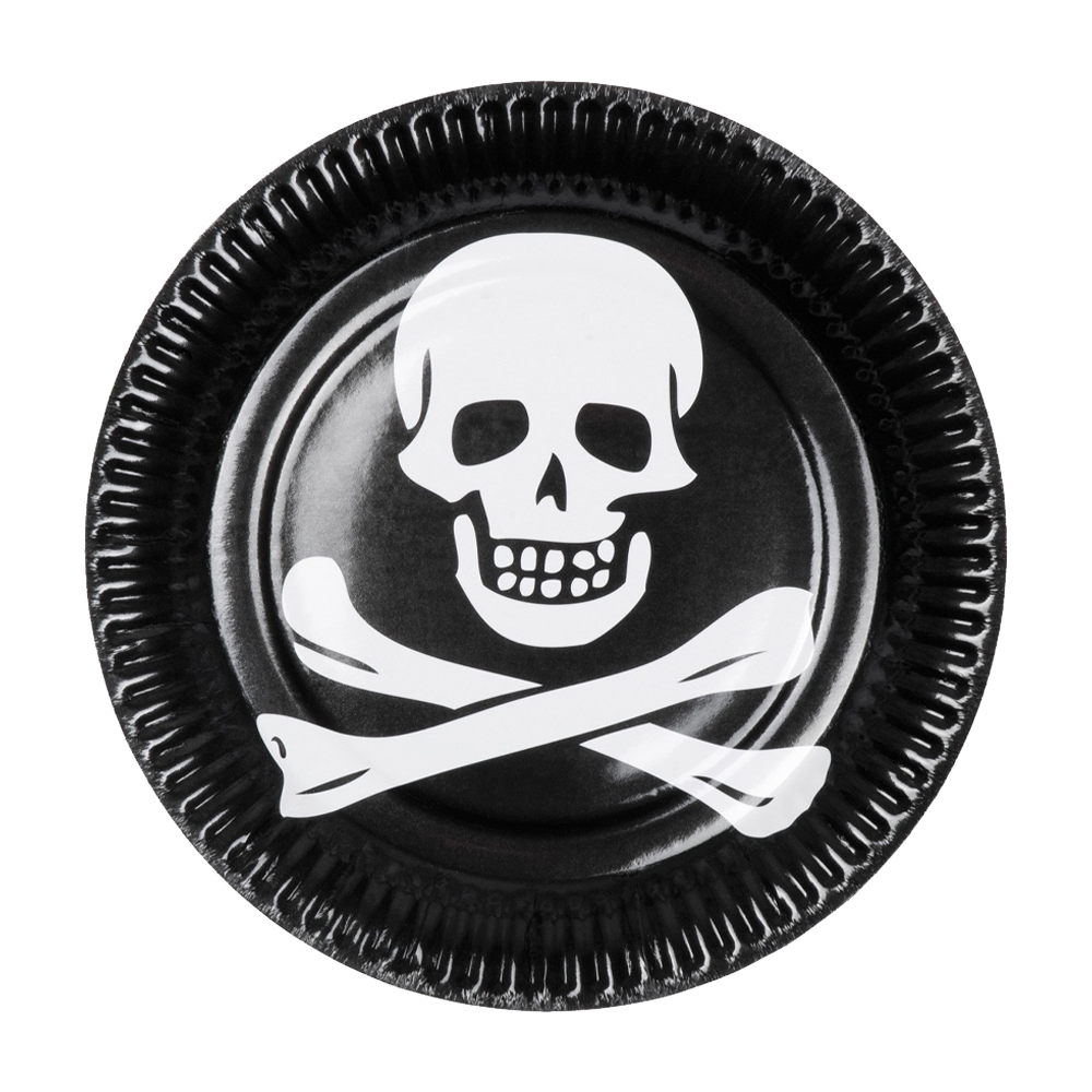 6 Pappteller - Piraten Totenkopf - 2 Stück