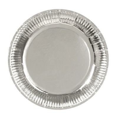 6 Pappteller - Silber - 2 Stück