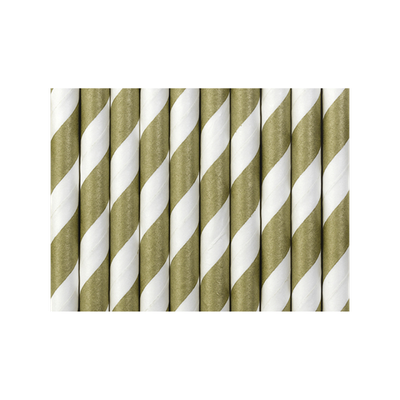 10 Papierstrohhalme - Mix - Gold - 10 Stück