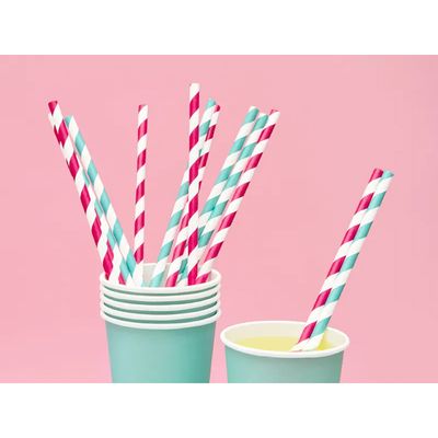 10 Papierstrohhalme - Mix Pink - 10 Stück