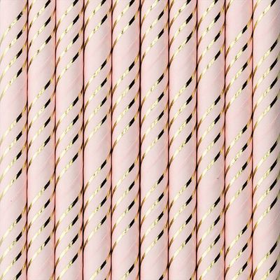 10 Papierstrohhalme - Rosa Gold - 10 Stück