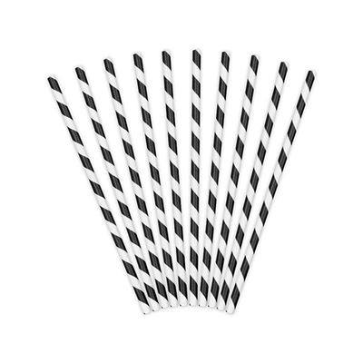 10 Papierstrohhalme - Mix Schwarz - 2 Stück