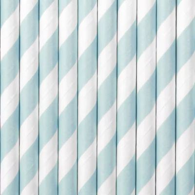 10 Papierstrohhalme - Mix Babyblau - 4 Stück