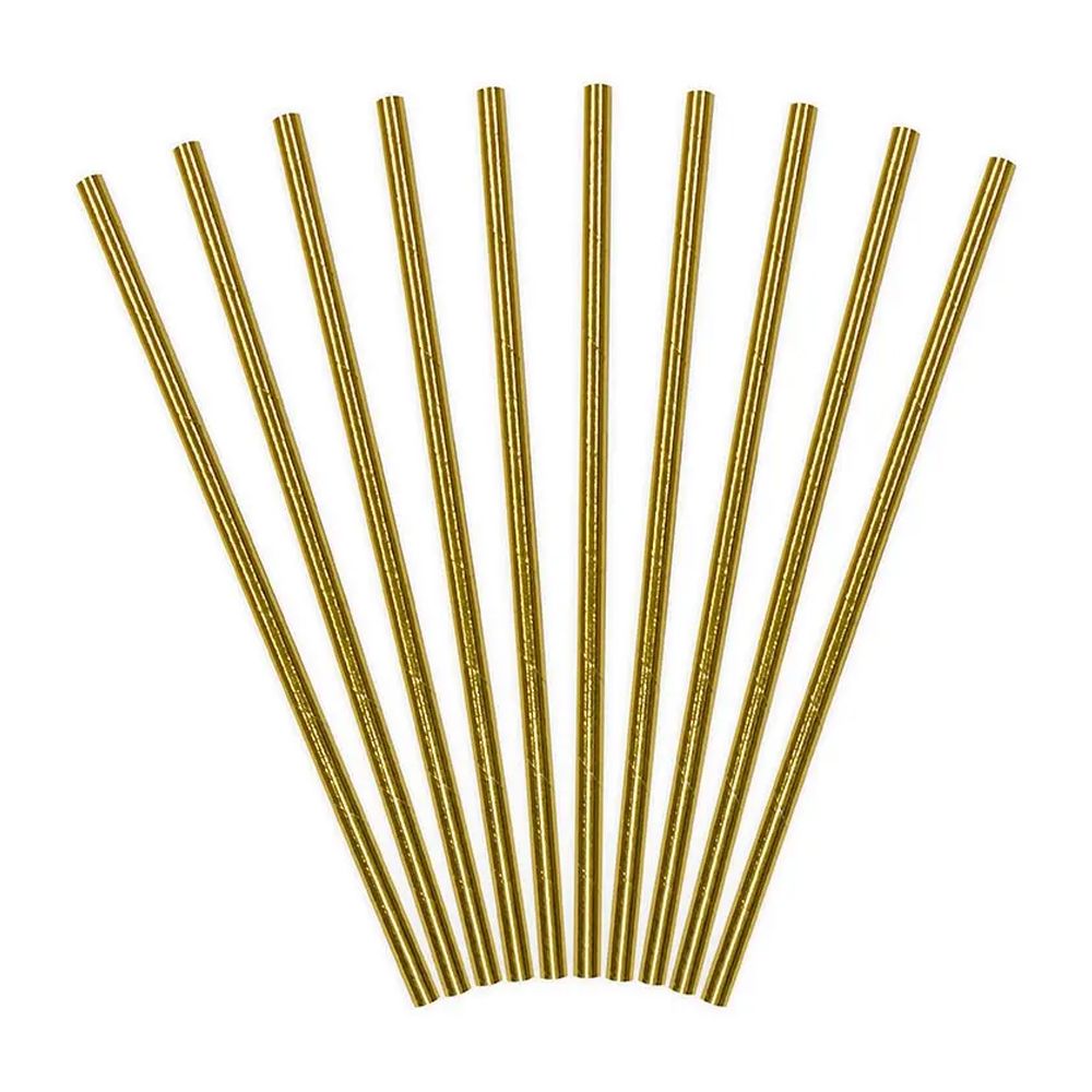 10 Papierstrohhalme - Gold - 10 Stück