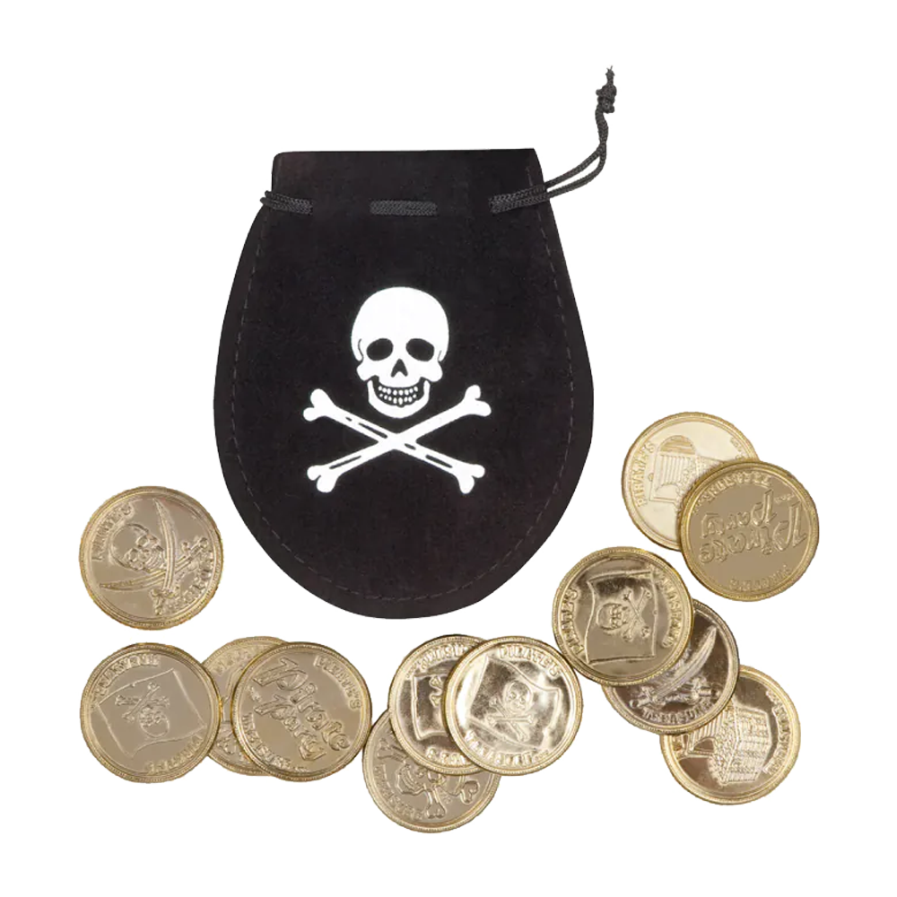 Piraten-Beutel mit 12 Münzen - 1 Stück