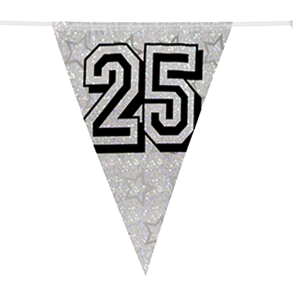 Holographische Wimpelkette - 25 Jahre -3 Stück