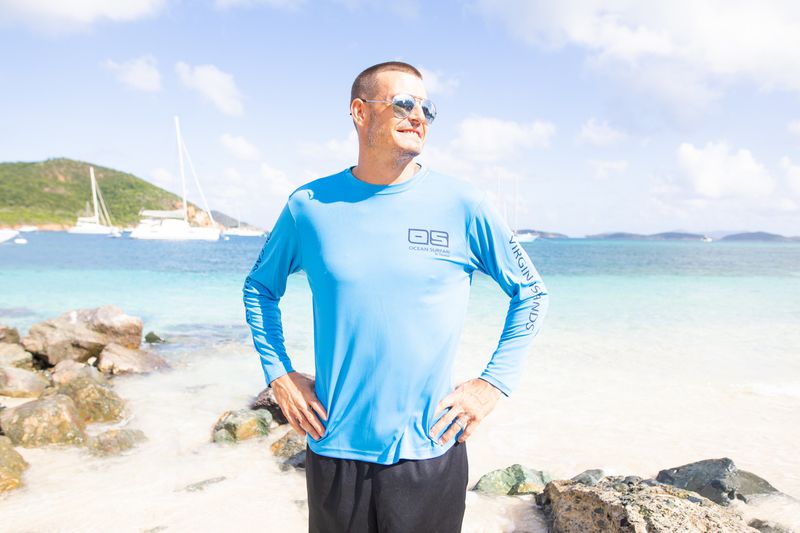 OS SPF 50+ Performance Men&#39;s LS Col Blue