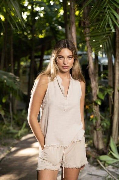 Women' s Fringe Shorts - Beige