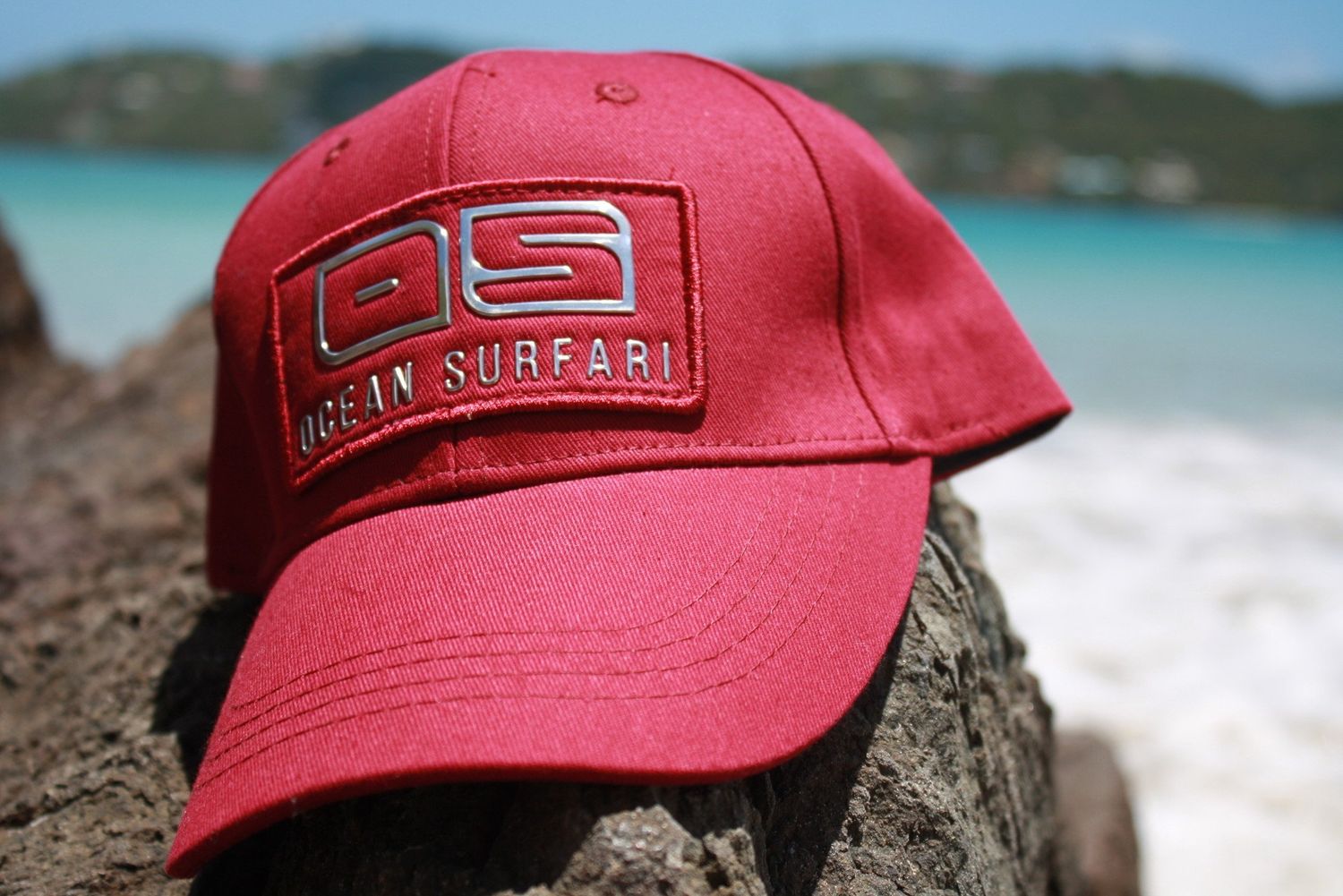 OS Trucker Hat with Metal Patch, Color: Maroon/Silver
