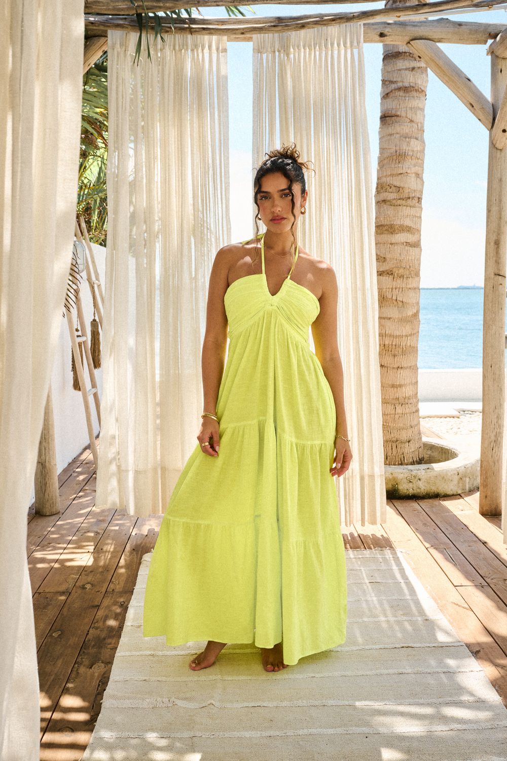 Women&#39;s Tie Back Flowy Dress - Citrus