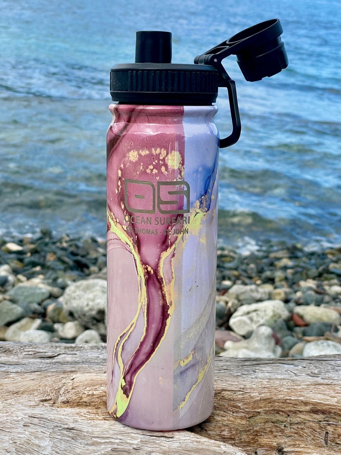 O/S Sport Bottle 24oz, Color: Pink Marble