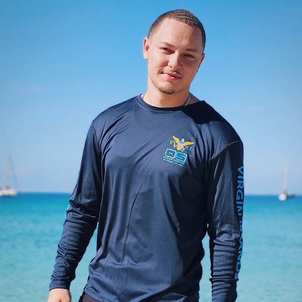 OS SPF 50+ Performance Men&#39;s LS VI Flag Navy
