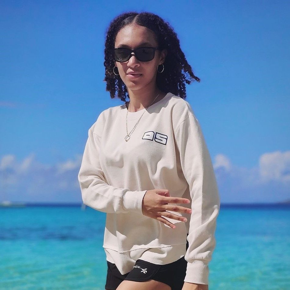 Ladies Burnout Round Hem Crewneck Coconut White