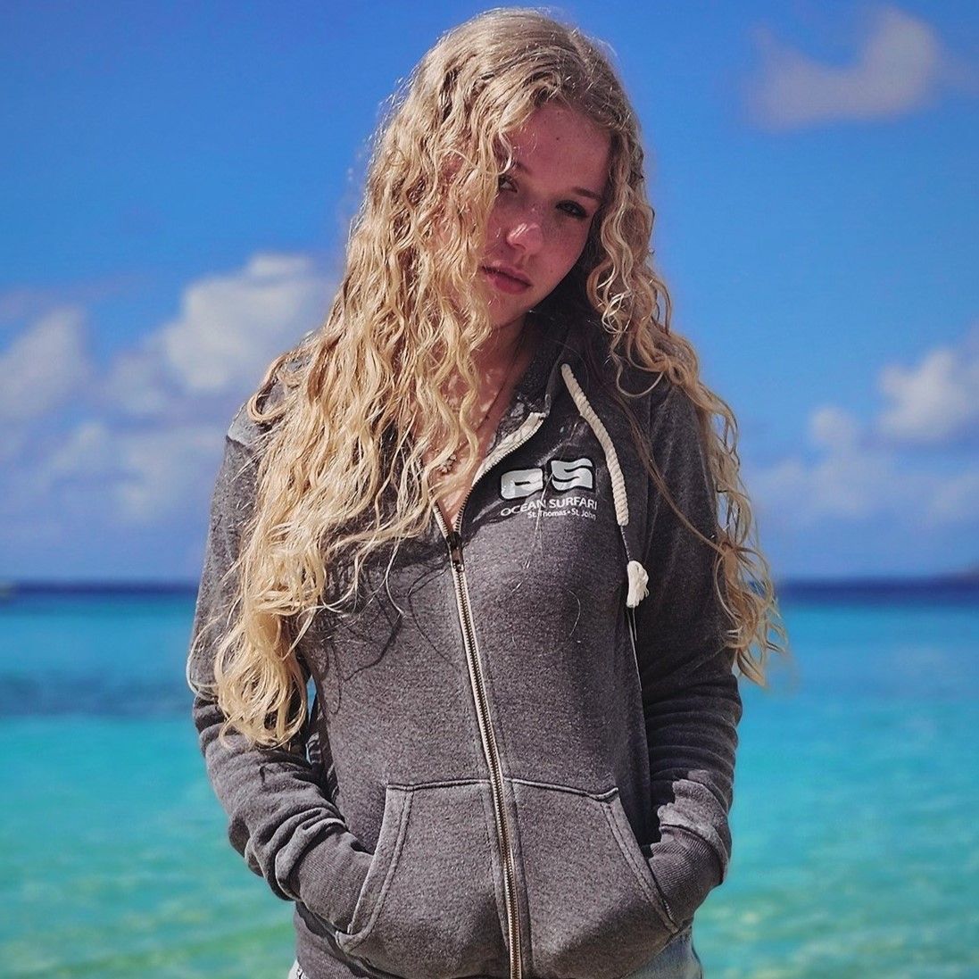 Ladies Burnout Full Zip Hoodie Steel Grey