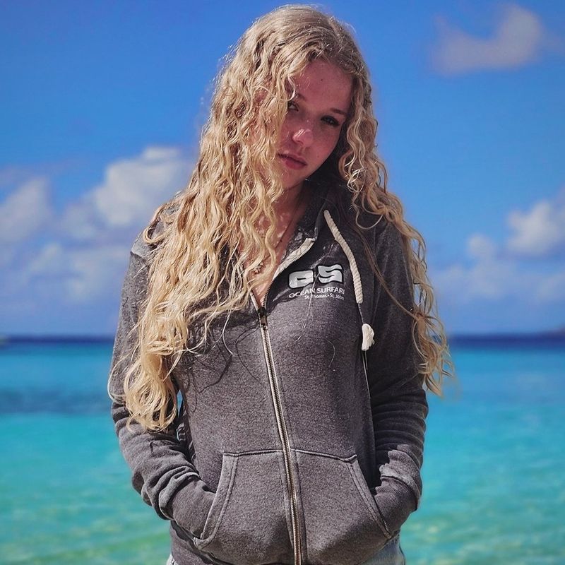 Ladies Burnout Full Zip Hoodie Steel Grey