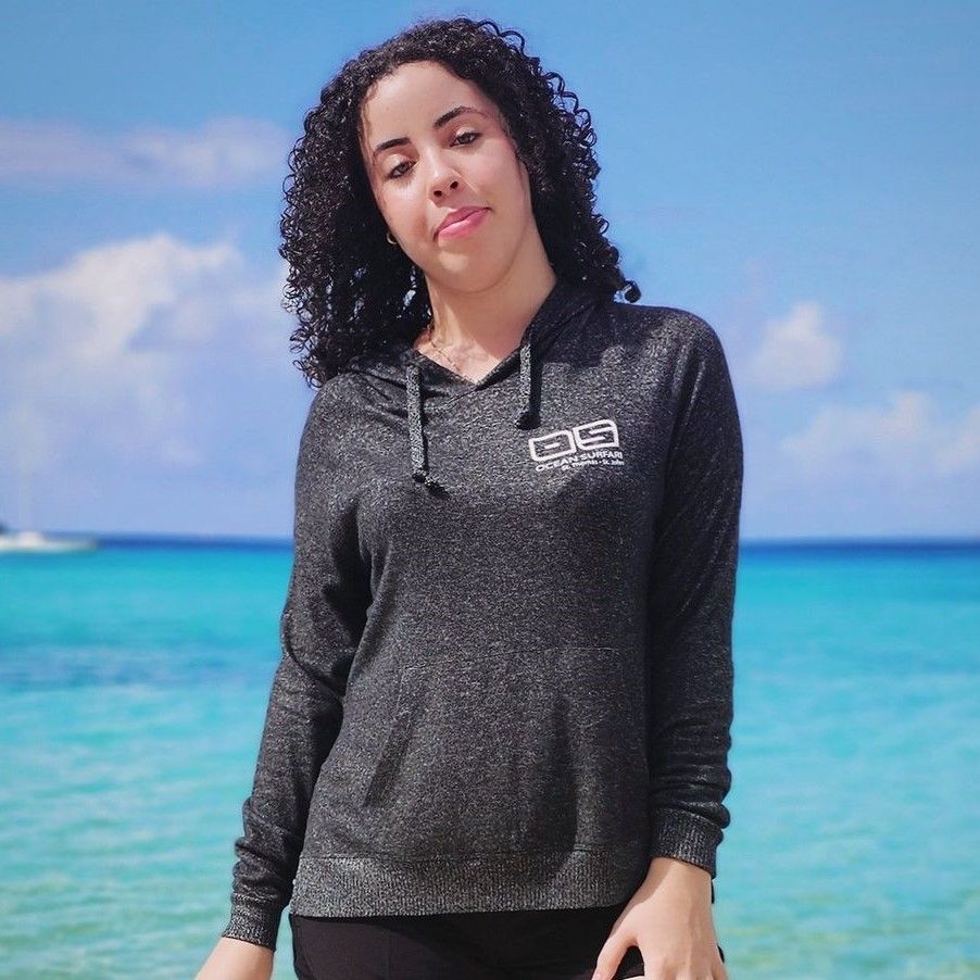 Ladies Brushed Hacci Side Slit Hoodie Heather Charcoal