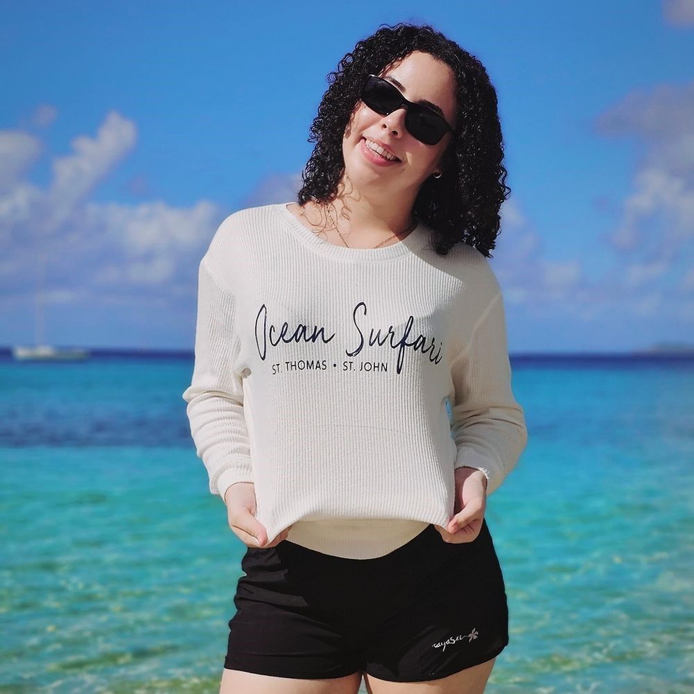 Ladies Ribbed Hacci Crewneck Warm White