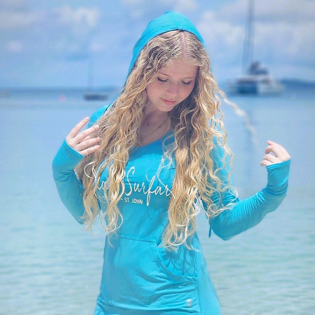 OS USVI Women&#39;s Mesh Hoodie Dress - Lt Blue