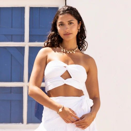 Women&#39; s Double Twist Crop Top - White