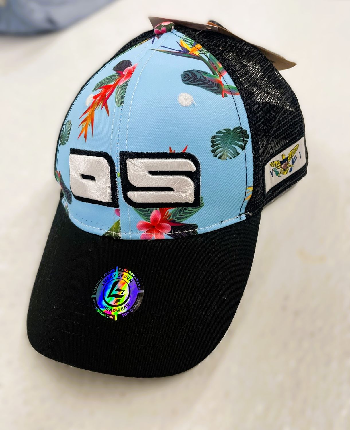 O/S Trucker Bird of Paradise Black Mesh