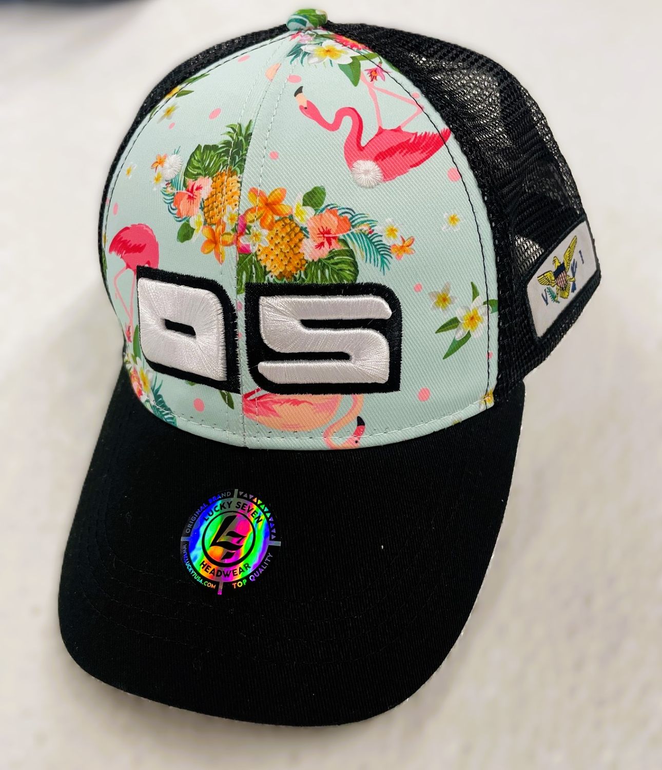 O/S Trucker Flamingo  Black Mesh