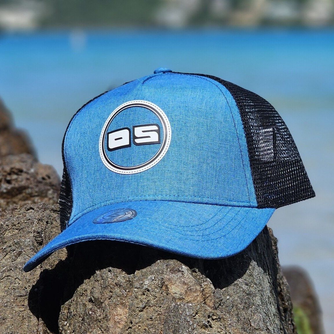 OS Trucker Hat with Black Mesh, Color: Lt Blue