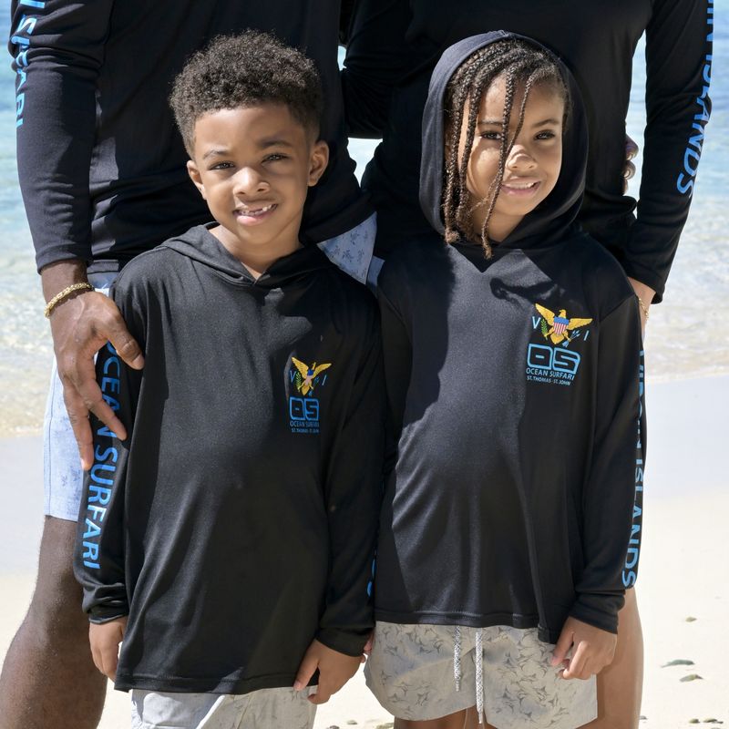 OS SPF 50+ Performance Youth Hoodie VI Flag Black