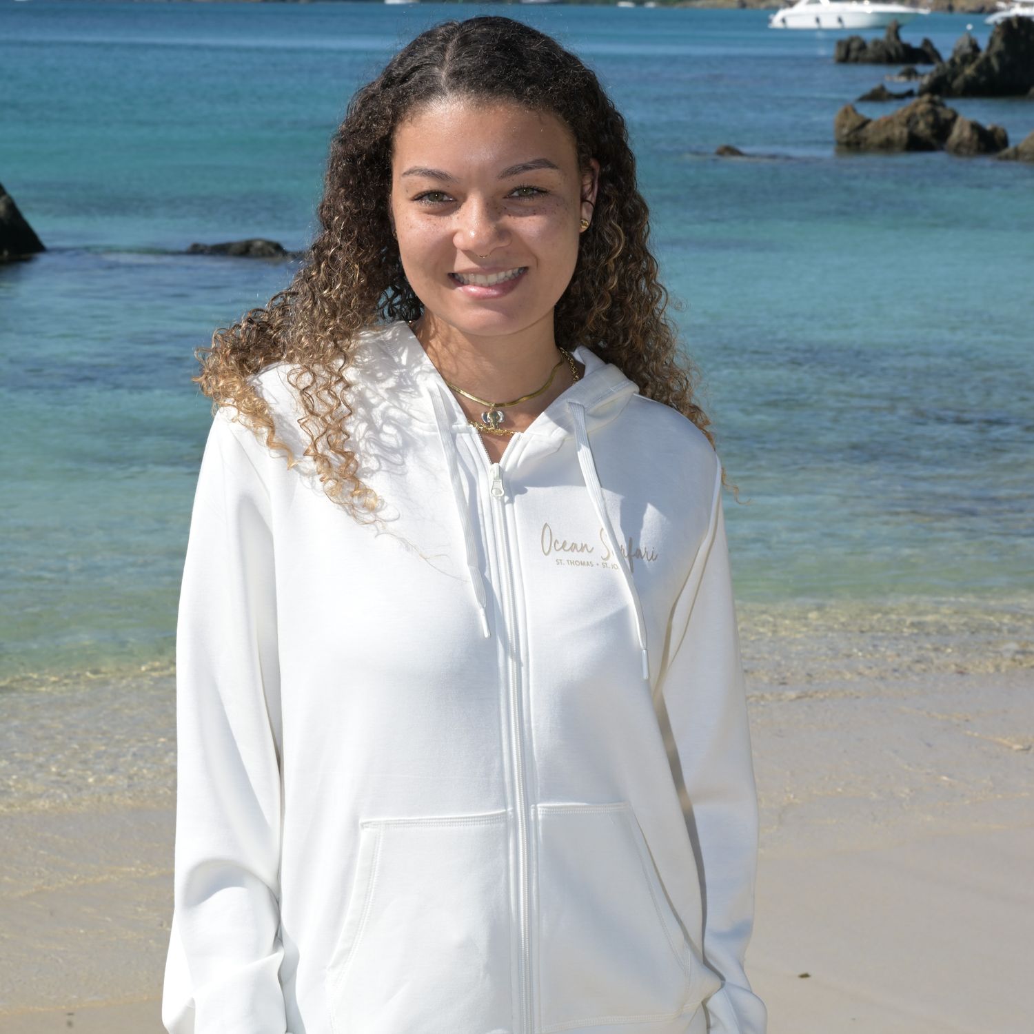 Ladies Cloud Fleece Full Zip Bright Ivory