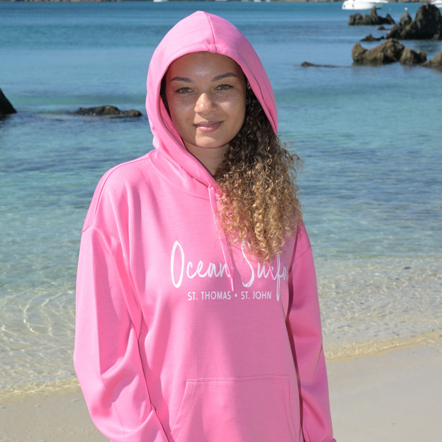 Ladies Cloud Fleece P/O Hoodie Barbie Pink