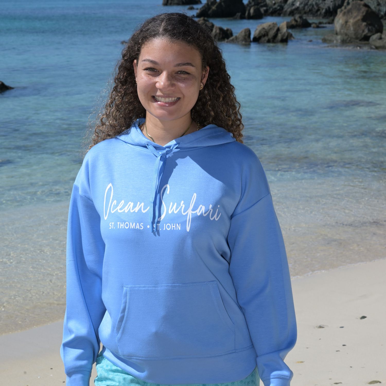 Ladies Cloud Fleece P/O Hoodie Hightide Blue