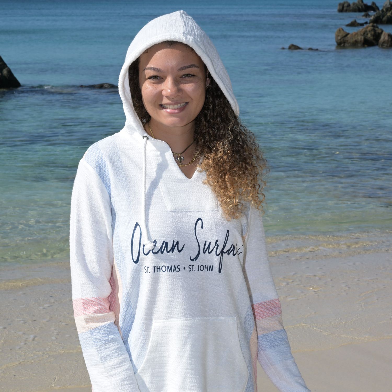 Ladies Texture Baja Hoodie Sunset Stripe