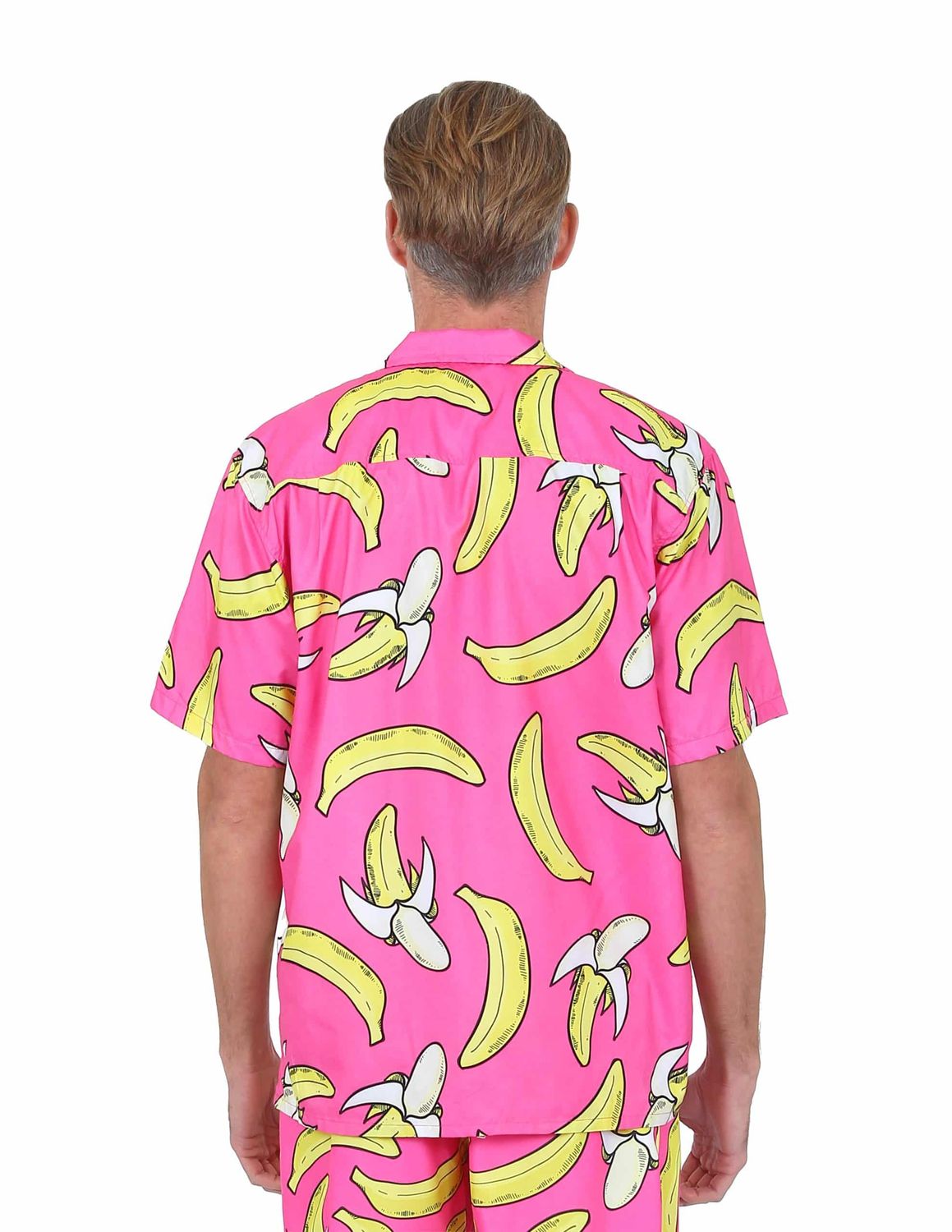 Uzzi Stretch Hawaiian Shirt Banana Print - Fuchsia