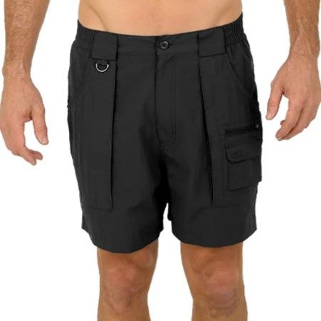 Uzzi Nylon Cargo Walking Shorts - Black